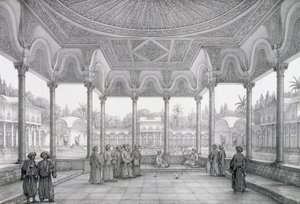 Choubrahin puutarhan suihkulähde ja kioski, Kairon muistomerkit ja rakennukset, kaivertanut Auguste Hibon (1780-1857), julkaissut Letronne, Pariisi, 1829